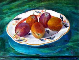 Fruits sur un plat de Staffordshire, 2013